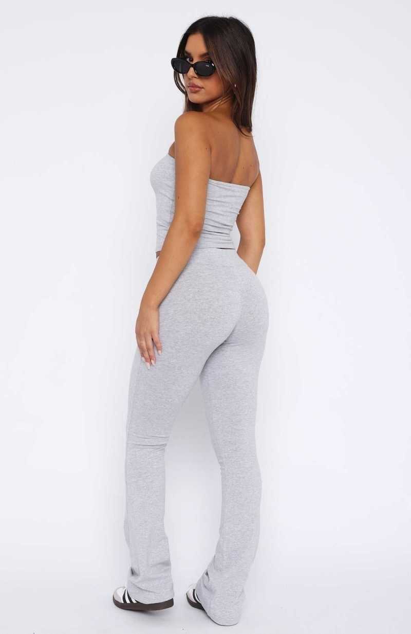 White Fox A Power Move Flare Pants Grey Marle | FHPYLR-851