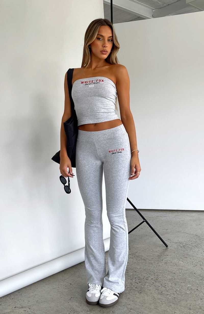 White Fox A Power Move Flare Pants Grey Marle | FHPYLR-851