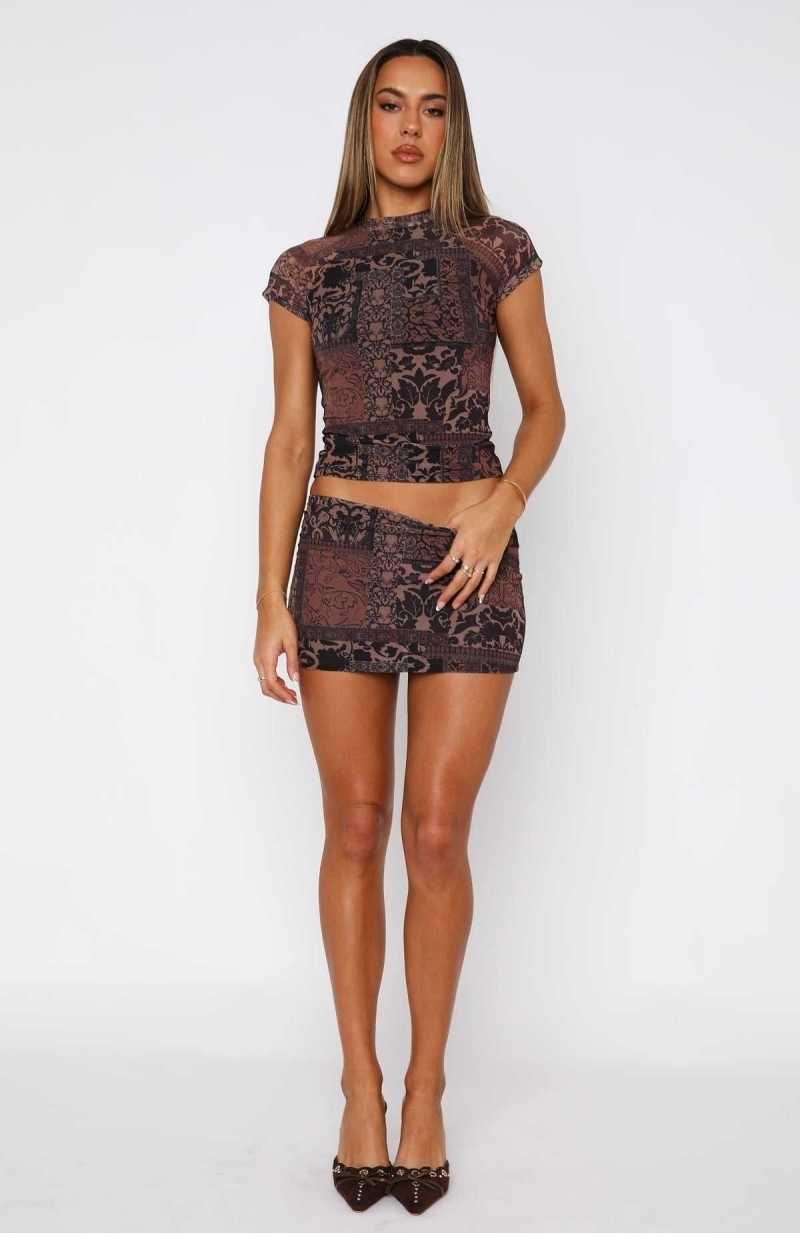 White Fox Addicted To You Mini Skirt Marrakech Print | TXBIWY-324