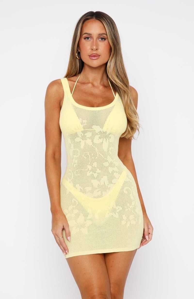 White Fox All About Last Night Mini Dress Lemon | ABRFPV-532