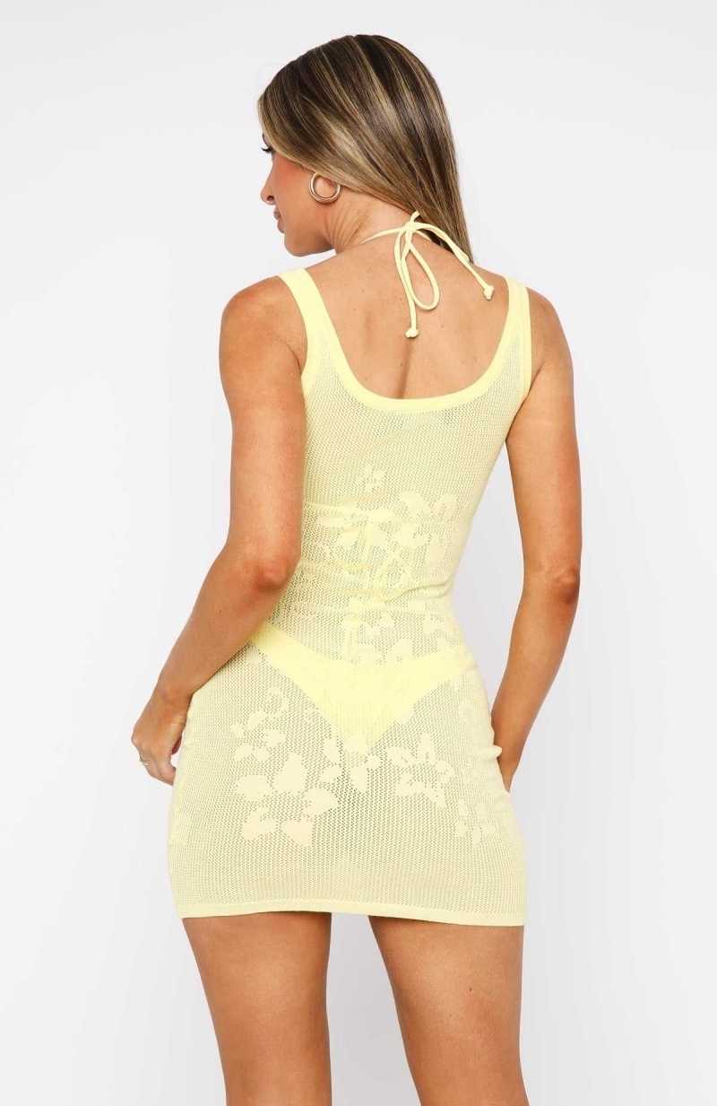 White Fox All About Last Night Mini Dress Lemon | ABRFPV-532