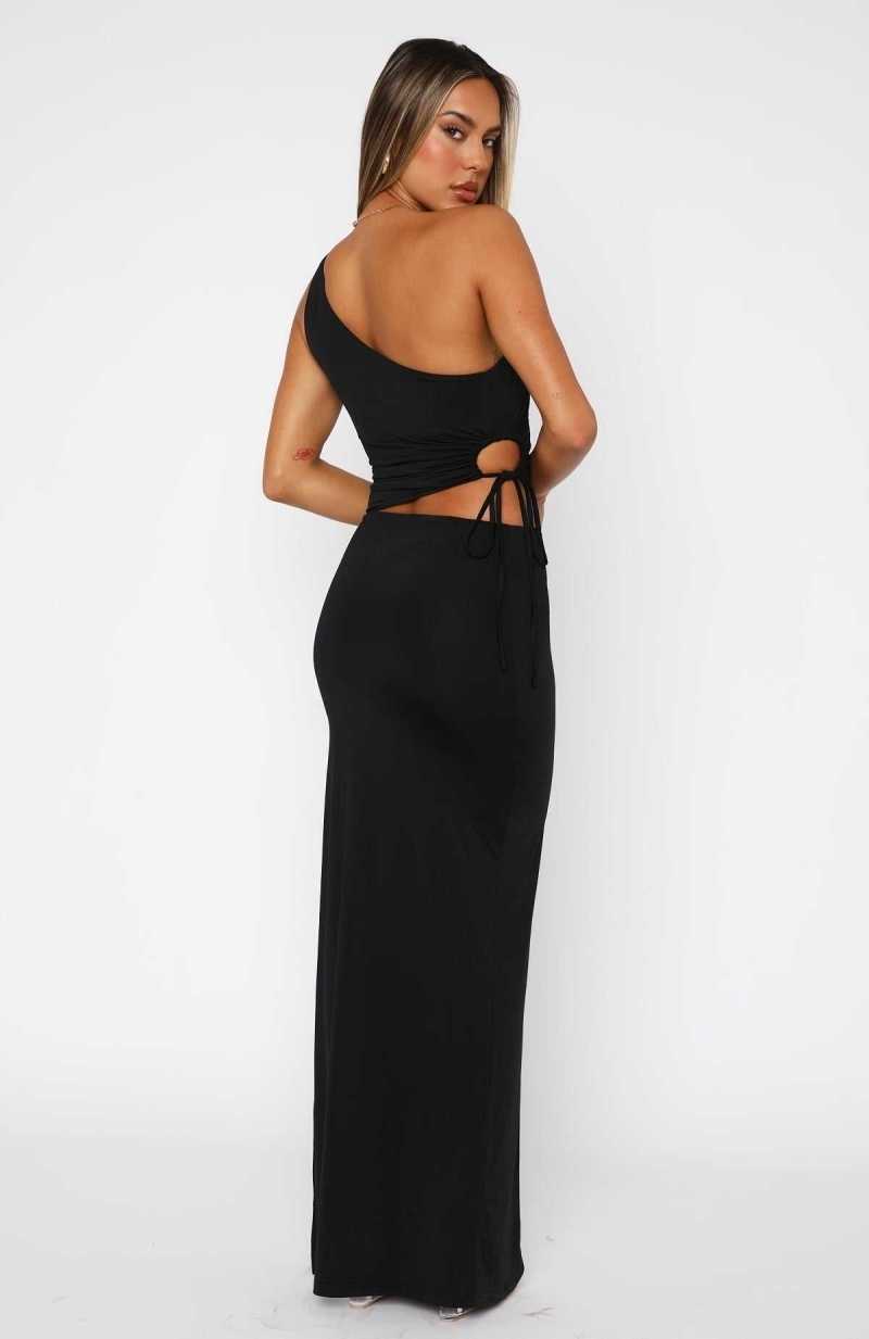 White Fox All Inclusive Maxi Dress Black | BHAKUL-846