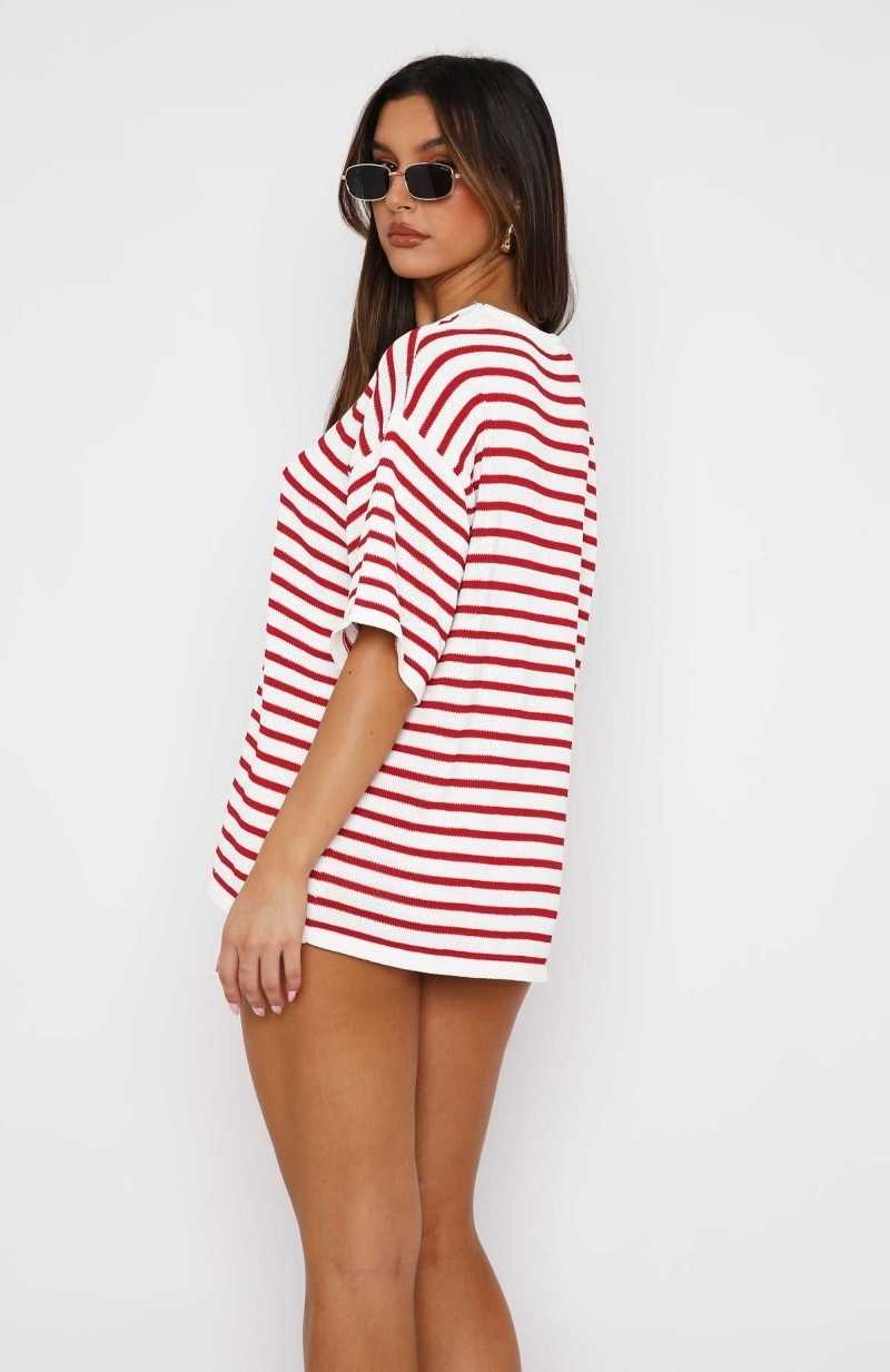 White Fox All The Little Things Top Red Stripe | WALBOM-094