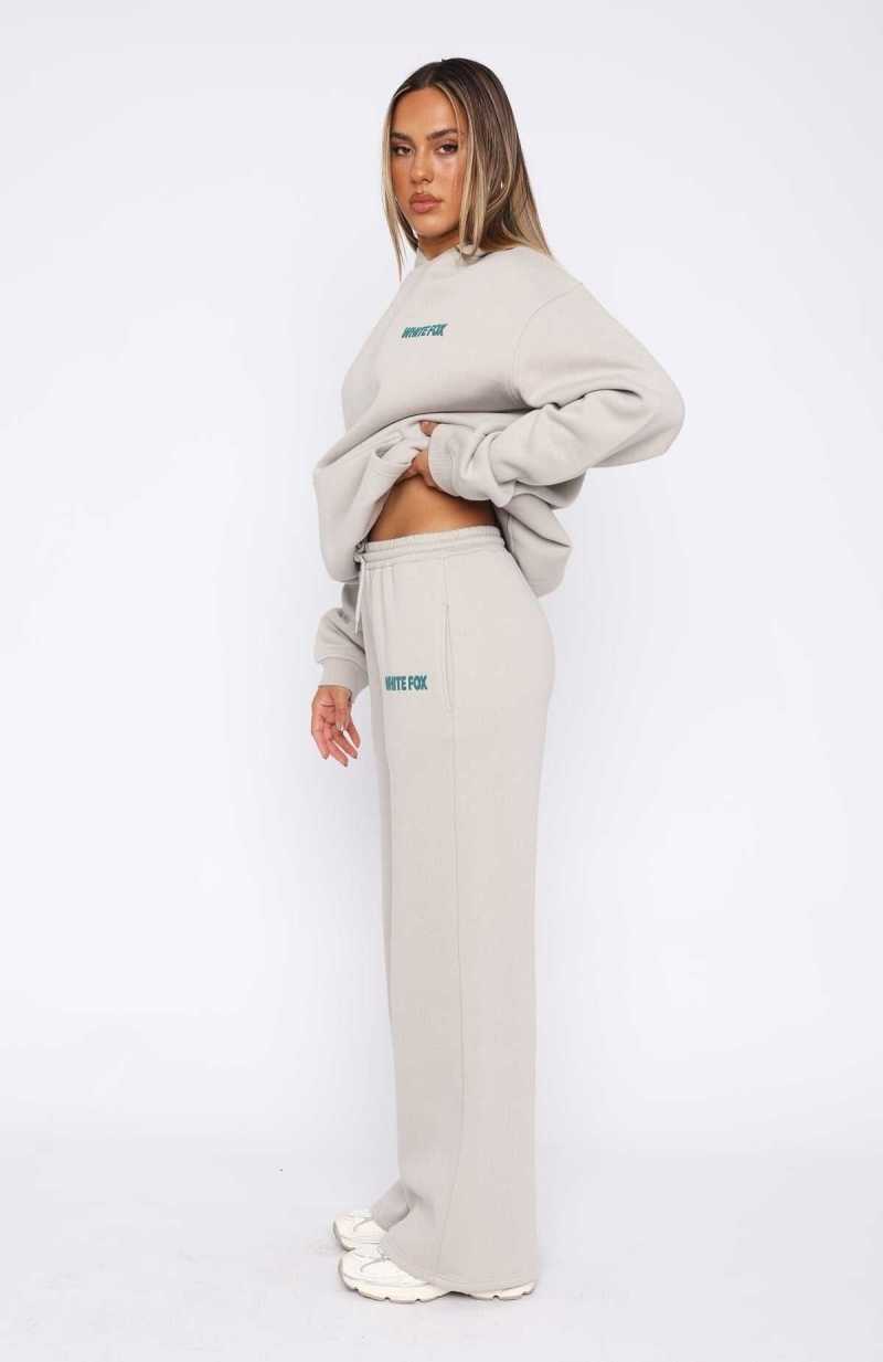 White Fox Always Blessed Wide Leg Sweatpants Moon | RGXQOZ-504