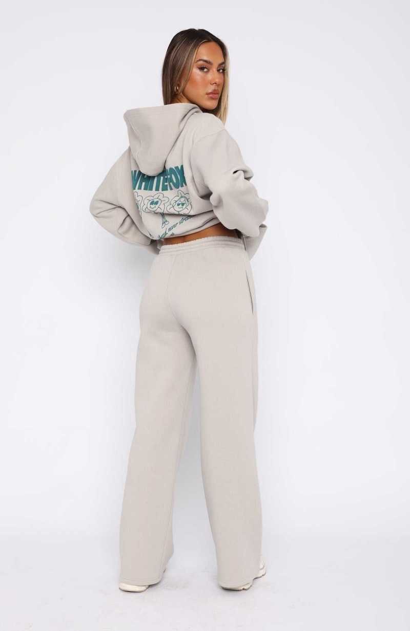 White Fox Always Blessed Wide Leg Sweatpants Moon | RGXQOZ-504