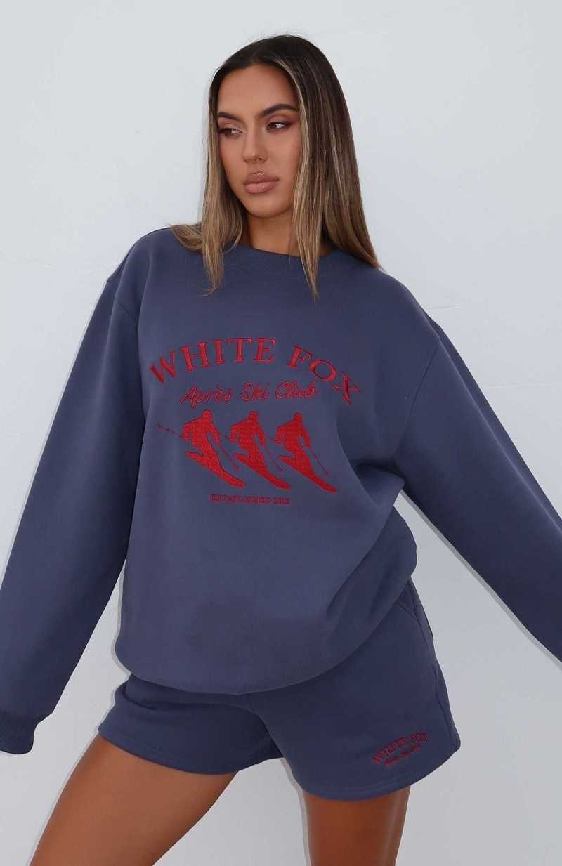 White Fox Après Ski Club Oversized Sweater Navy | RLWJSE-523