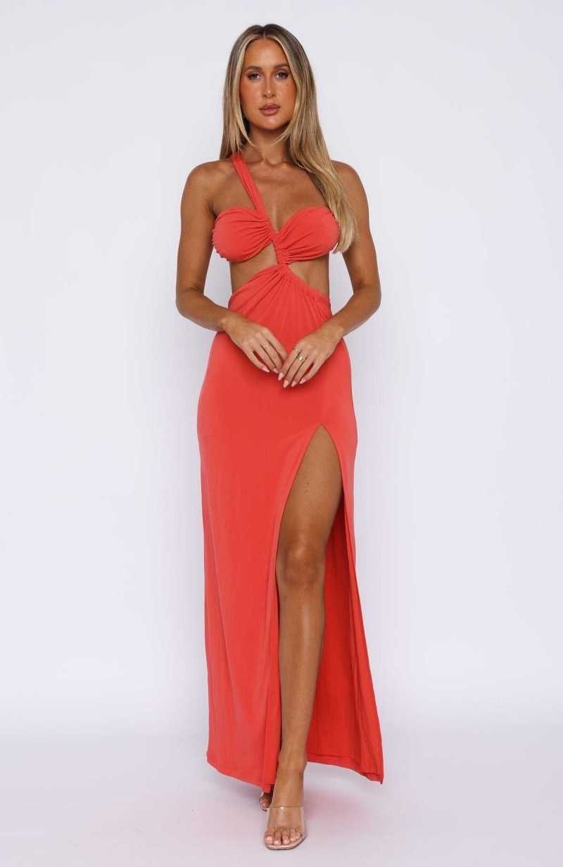 White Fox As She Should Maxi Dress Blood Orange | OVBARE-497