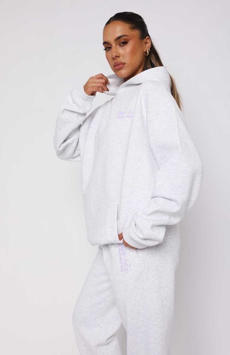 White Fox Athletics Department Oversized Hoodie Grey Marle | RSBFCE-025