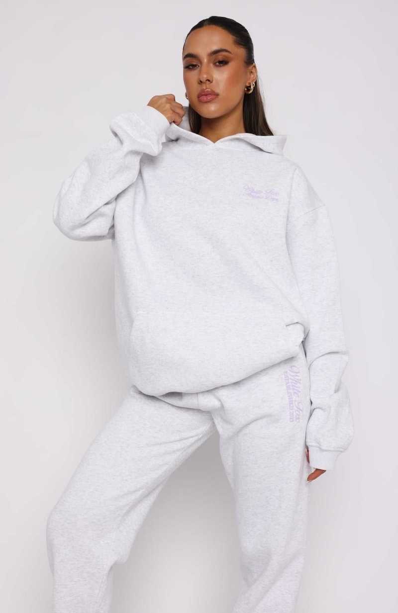 White Fox Athletics Department Oversized Hoodie Grey Marle | JVLDSE-162