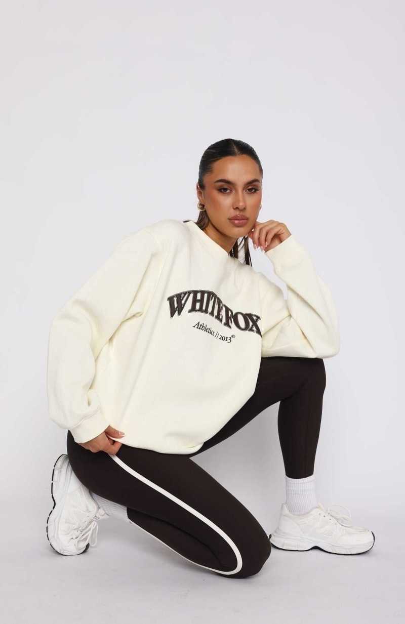 White Fox Athletics Era Oversized Sweater Buttercream | ONYEJL-068