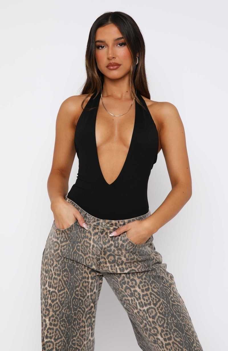 White Fox Atomic Interest Bodysuit Black | GOJXLD-321