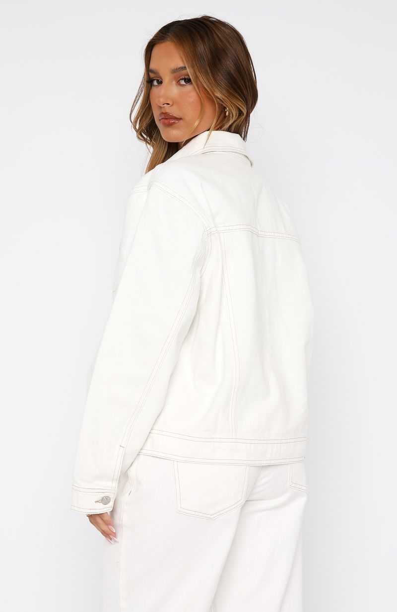 White Fox Back Street Denim Jacket Off White | DXRPGC-976