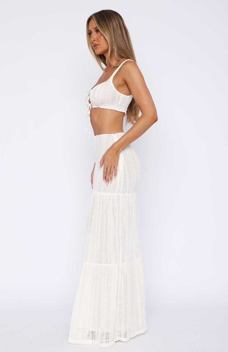 White Fox Back To Summer Maxi Skirt White | VUZIGL-952