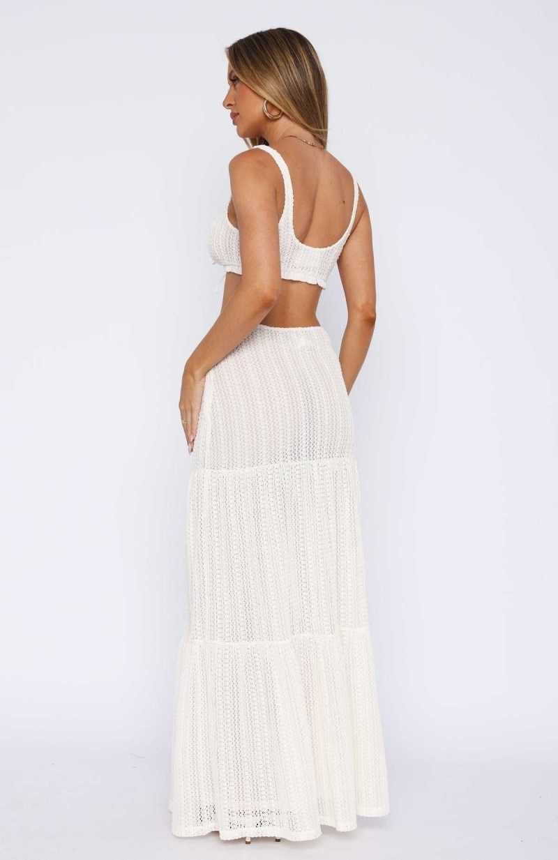 White Fox Back To Summer Maxi Skirt White | VUZIGL-952