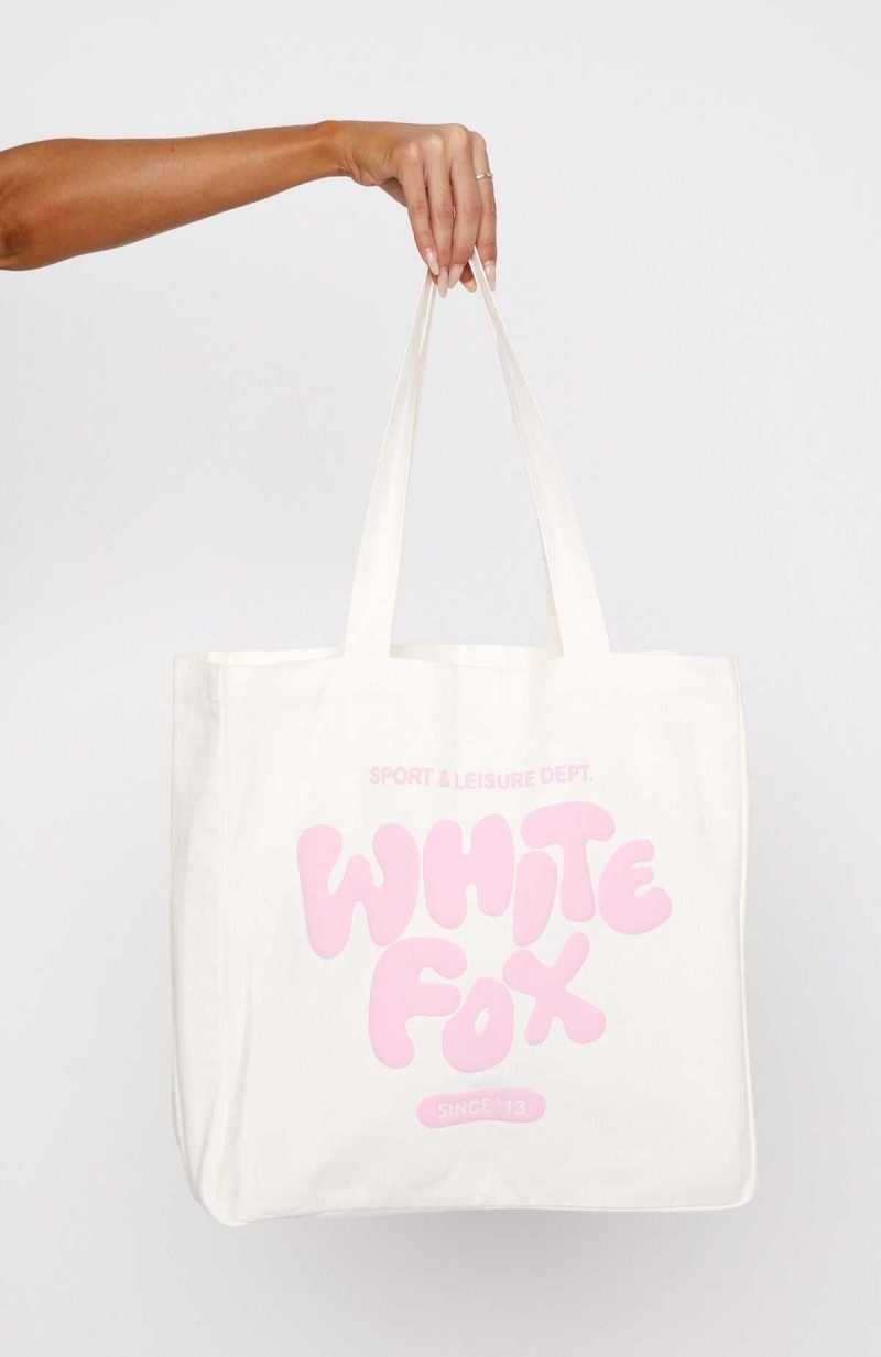 White Fox Balanced Tote Bag White/Pink | CLPRDT-264