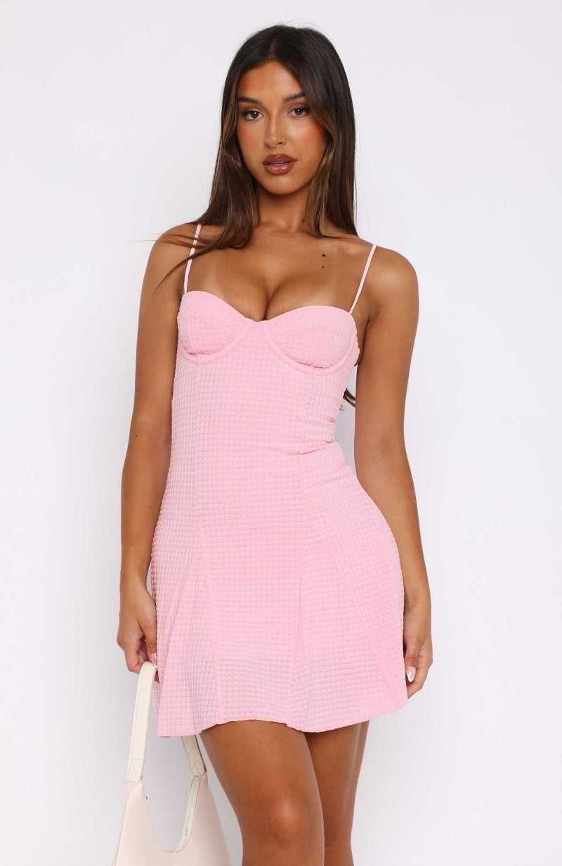 White Fox Be Polite Mini Dress Baby Pink | TLFIXV-516