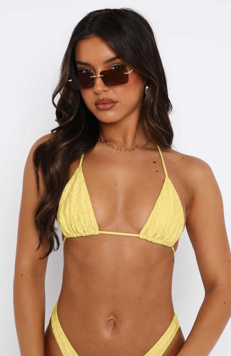 White Fox Beach Baby Bikini Top Lemon | CBJFHZ-254