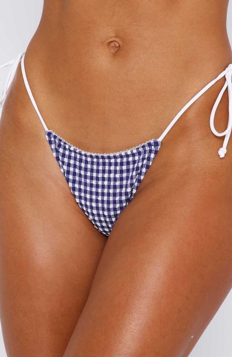 White Fox Beach Days Bottoms Blue Gingham | DKIJGB-725