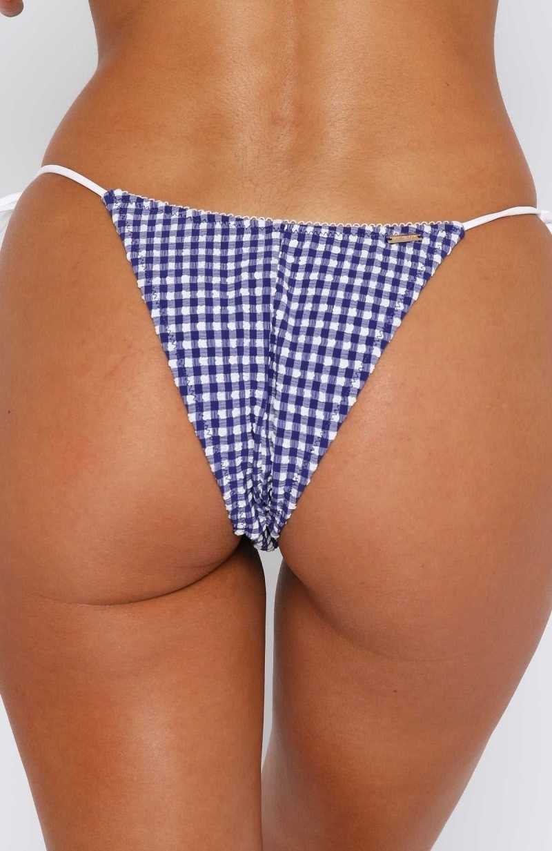 White Fox Beach Days Bottoms Blue Gingham | DKIJGB-725