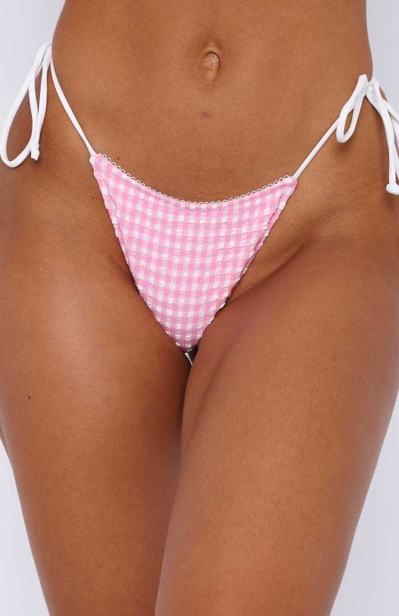 White Fox Beach Days Bottoms Pink Gingham | JDEBSK-829