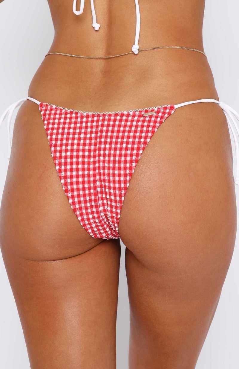 White Fox Beach Days Bottoms Red Gingham | DHWTQU-192