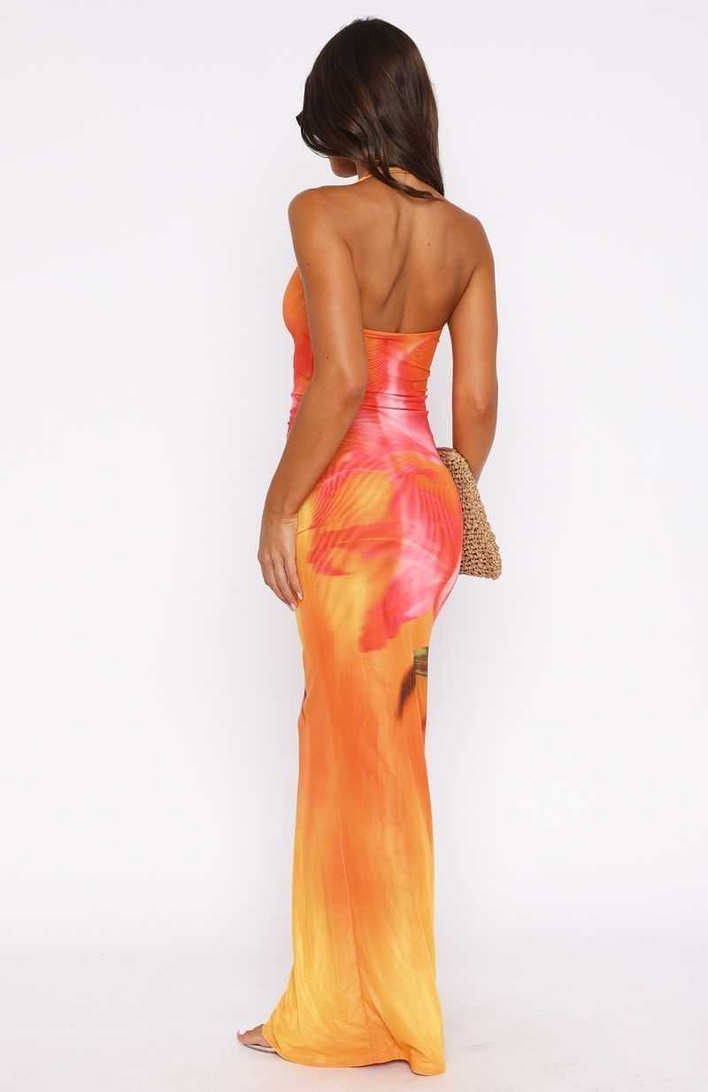 White Fox Bets Are Off Maxi Dress Sunset Floral | YMOXVZ-045