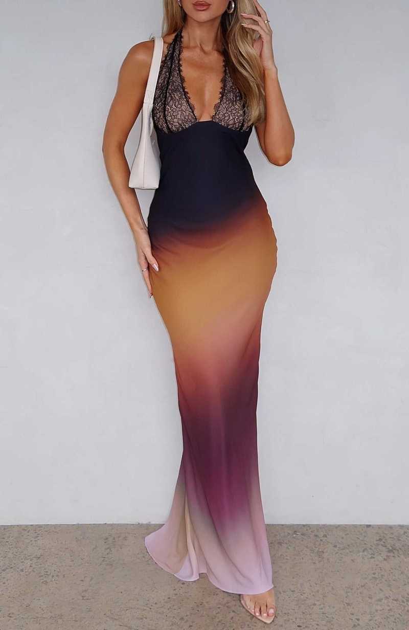 White Fox Beyond The Stars Maxi Dress Auburn Ombre | WEBXVM-502