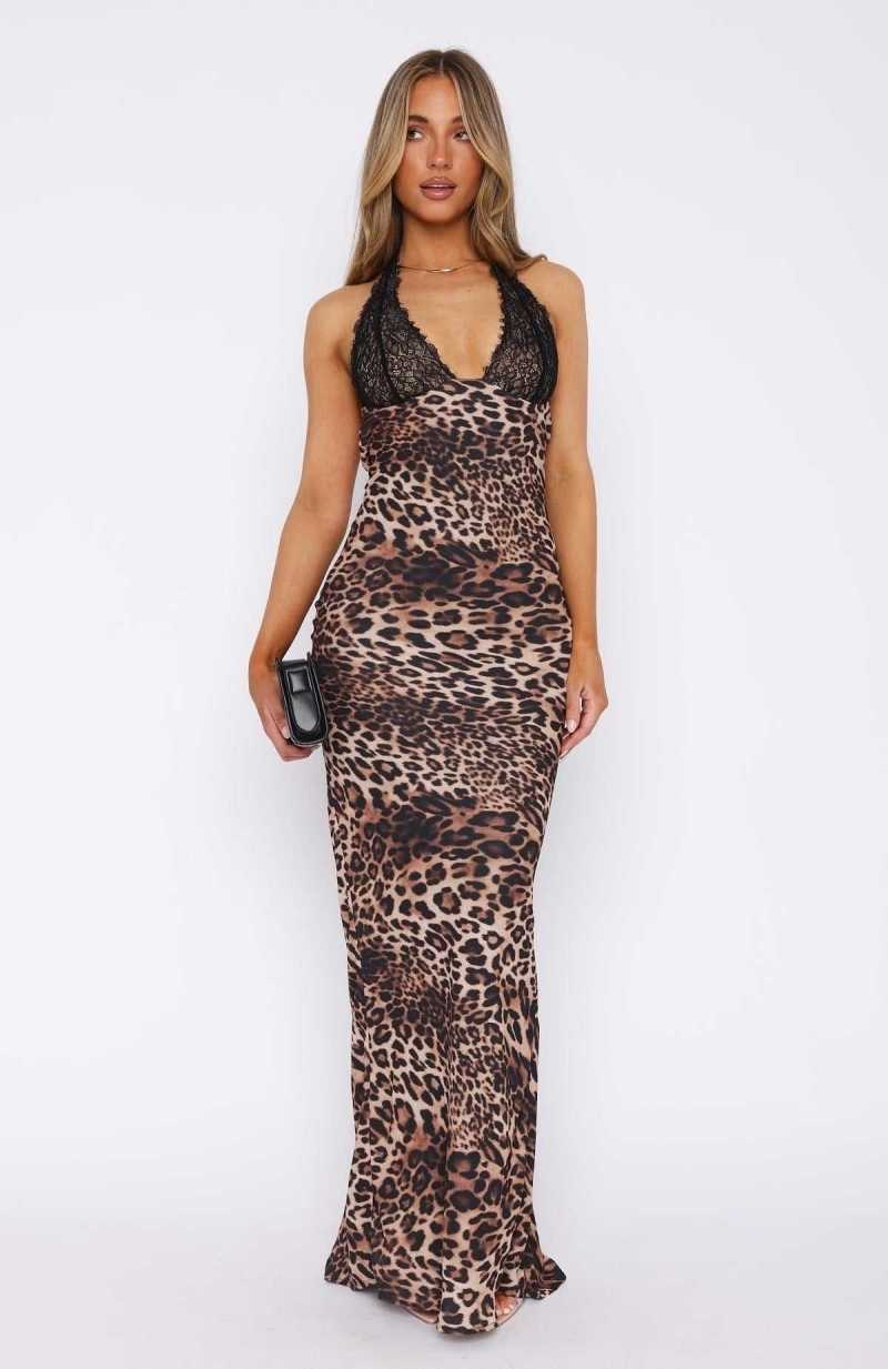 White Fox Beyond The Stars Maxi Dress Leopard | RHGJXS-032