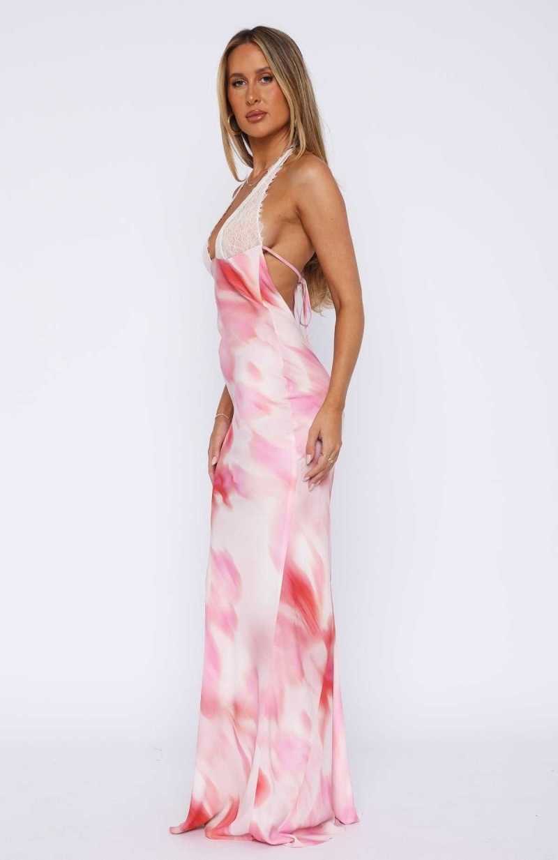 White Fox Beyond The Stars Maxi Dress Pink Floral | PHTACQ-371