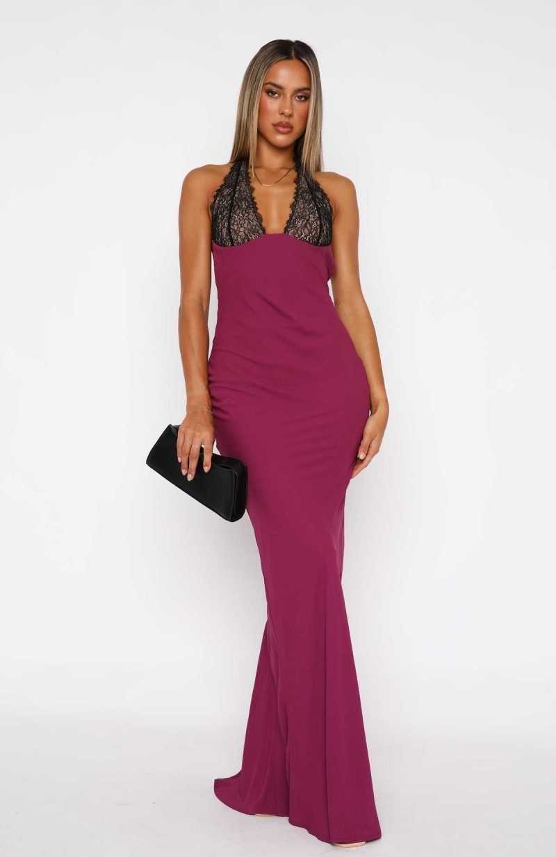 White Fox Beyond The Stars Maxi Dress Plum | HOUVTE-258