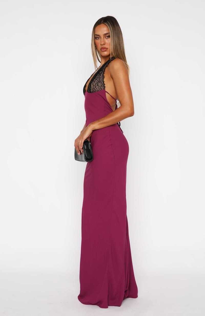 White Fox Beyond The Stars Maxi Dress Plum | HOUVTE-258