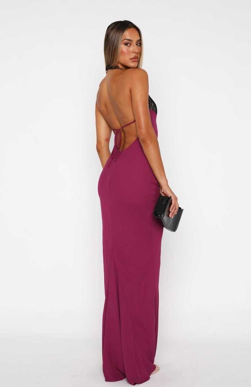 White Fox Beyond The Stars Maxi Dress Plum | HOUVTE-258