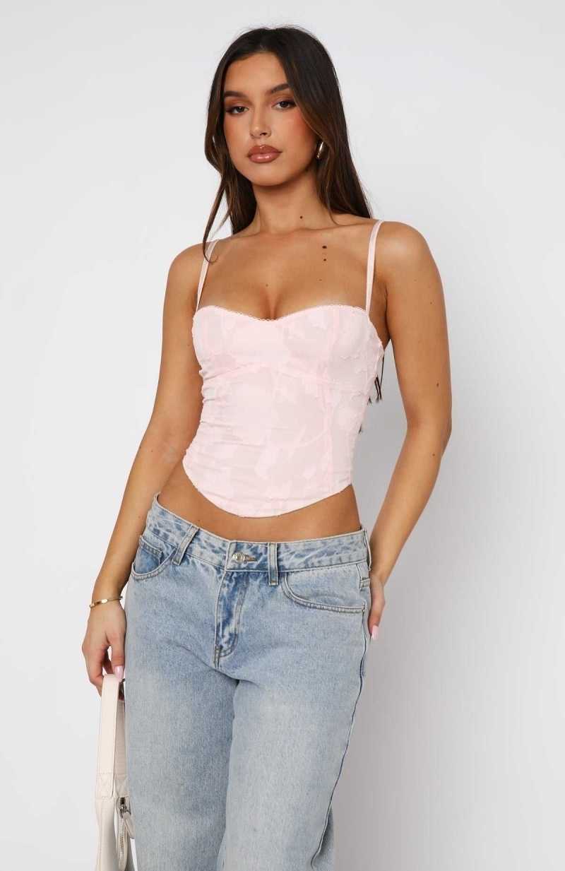 White Fox Broken Dreams Bustier Baby Pink | JHWBQT-023