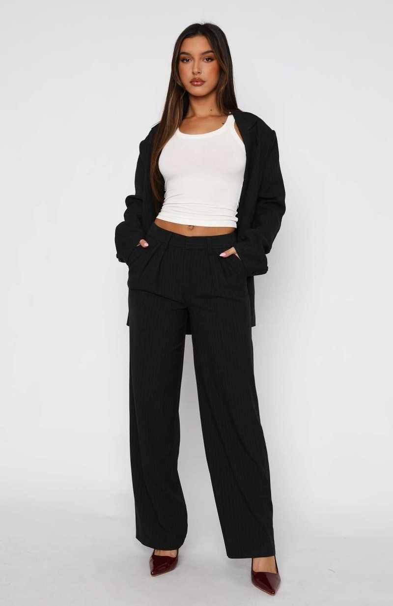 White Fox Business Casual Pants Charcoal Pinstripe | GJYMXW-189