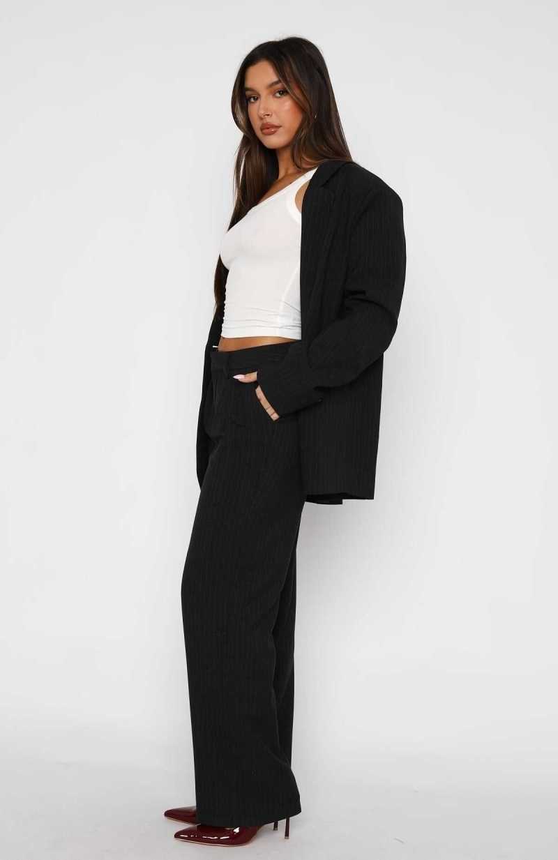 White Fox Business Casual Pants Charcoal Pinstripe | GJYMXW-189