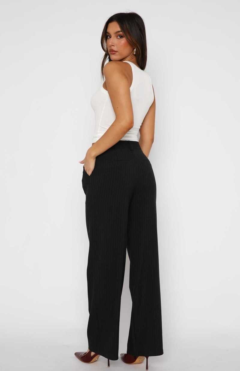 White Fox Business Casual Pants Charcoal Pinstripe | GJYMXW-189