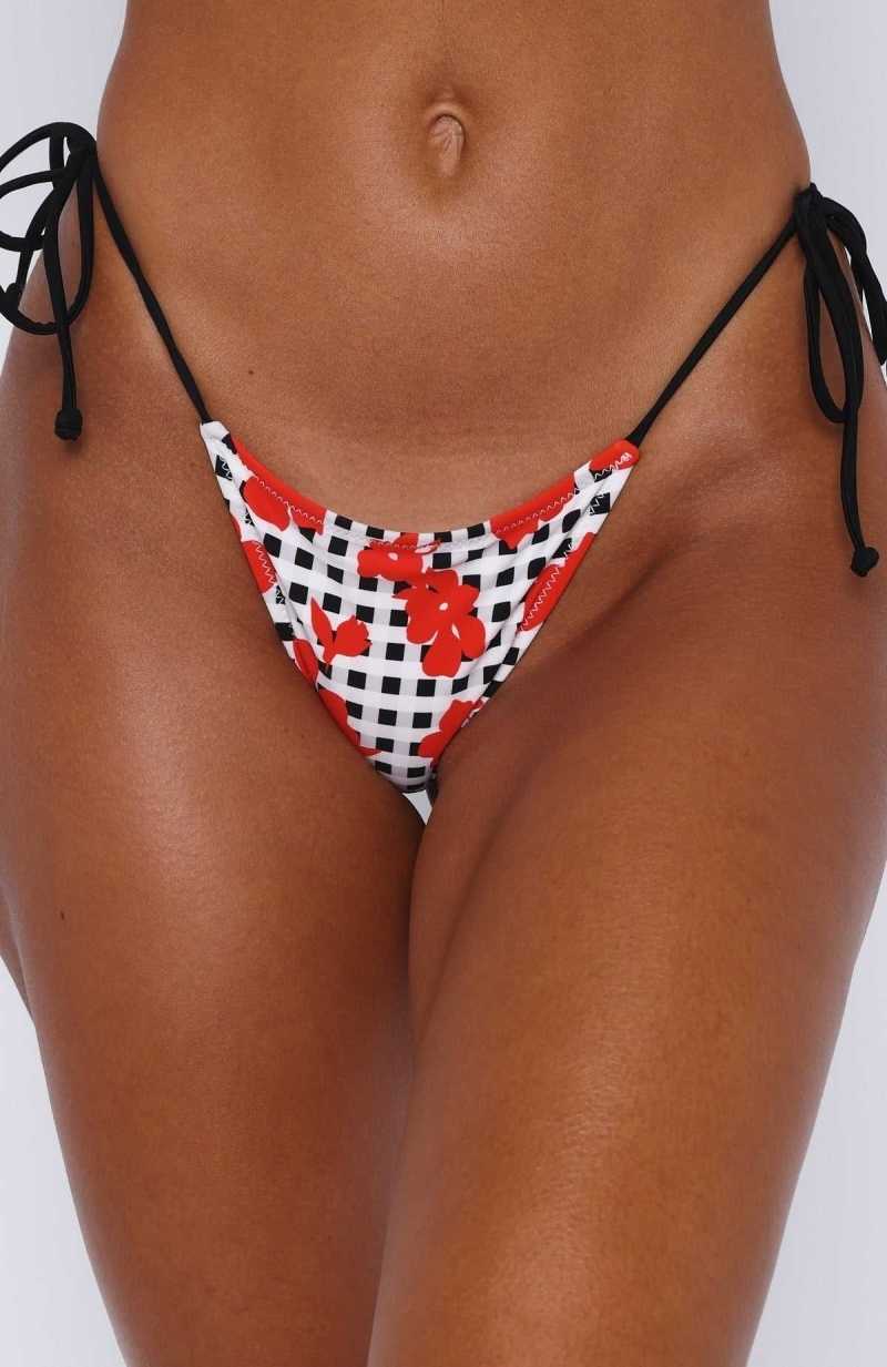 White Fox Cabo Bottoms Gingham Red Floral | MYEOSR-569