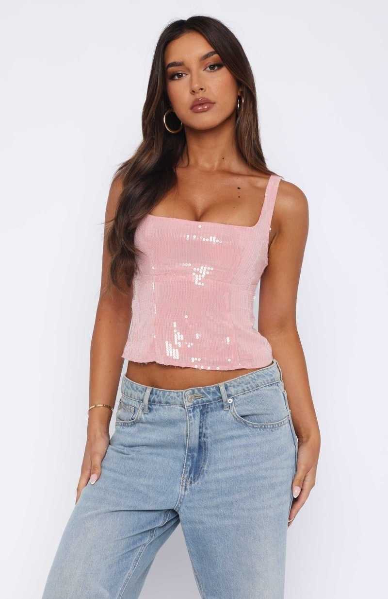 White Fox Can't Explain It Sequin Bustier Pink | ZYHDOP-589