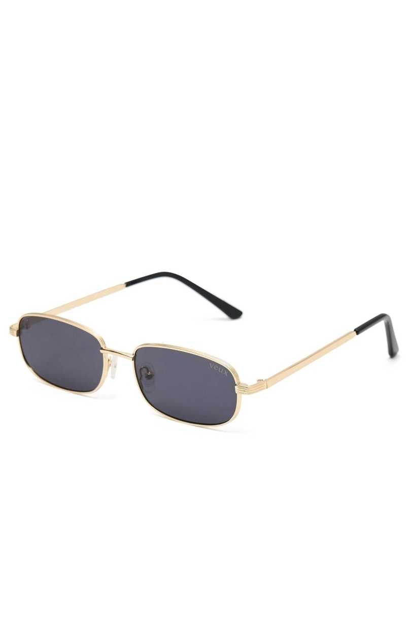 White Fox Canyon Sunglasses Gold/Black Lens | AYHQDC-459