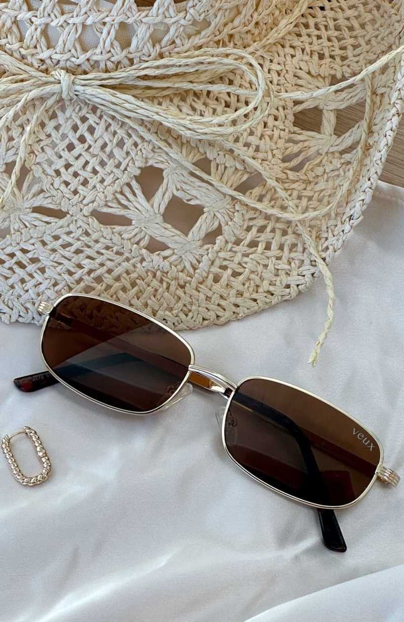 White Fox Canyon Sunglasses Gold/Brown Lens | ONUYJZ-610