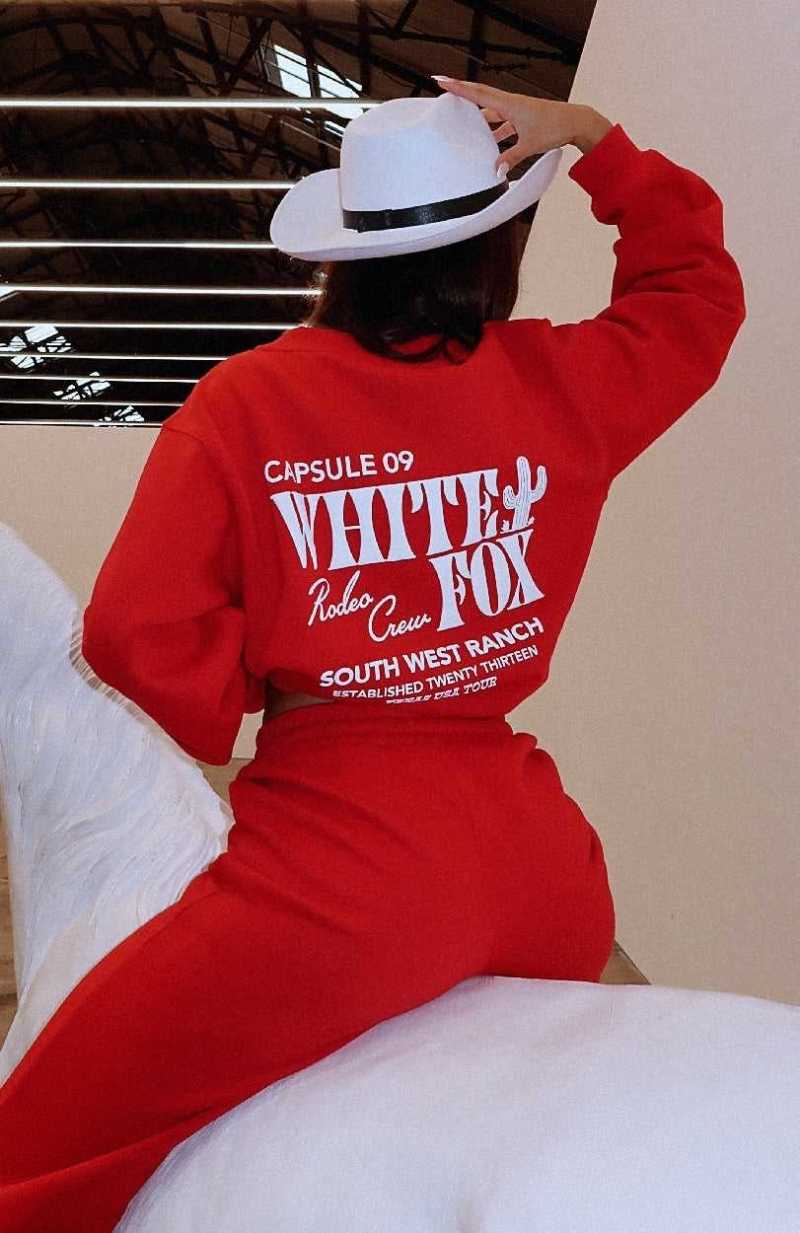 White Fox Capsule 9 Rodeo Crew Oversized Sweater Red | XIQOPZ-952