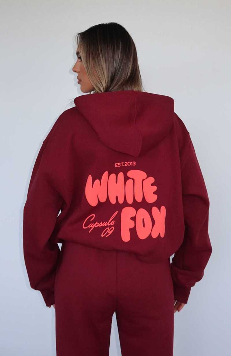 White Fox Capsule 9 Star Of The Moment Oversized Hoodie Burgundy | KOLCAR-756