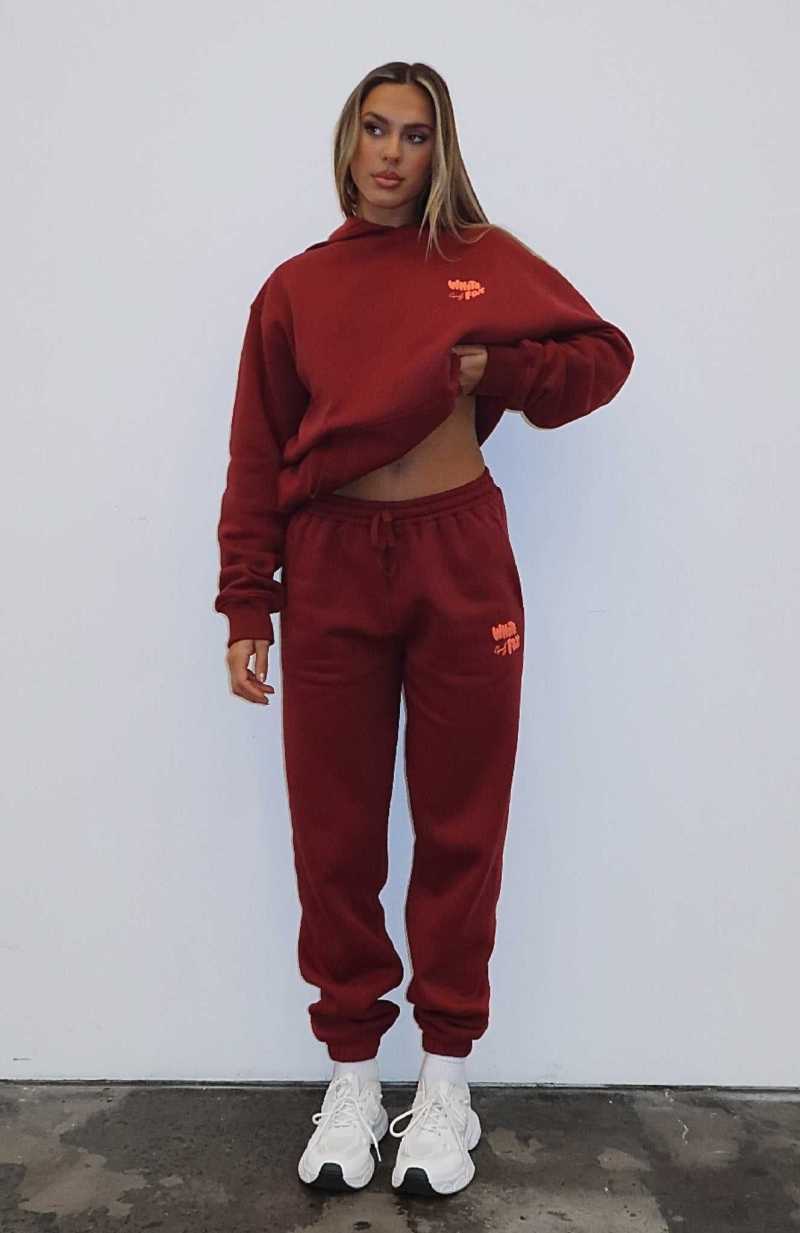 White Fox Capsule 9 Star Of The Moment Sweatpants Burgundy | XWYPFL-092