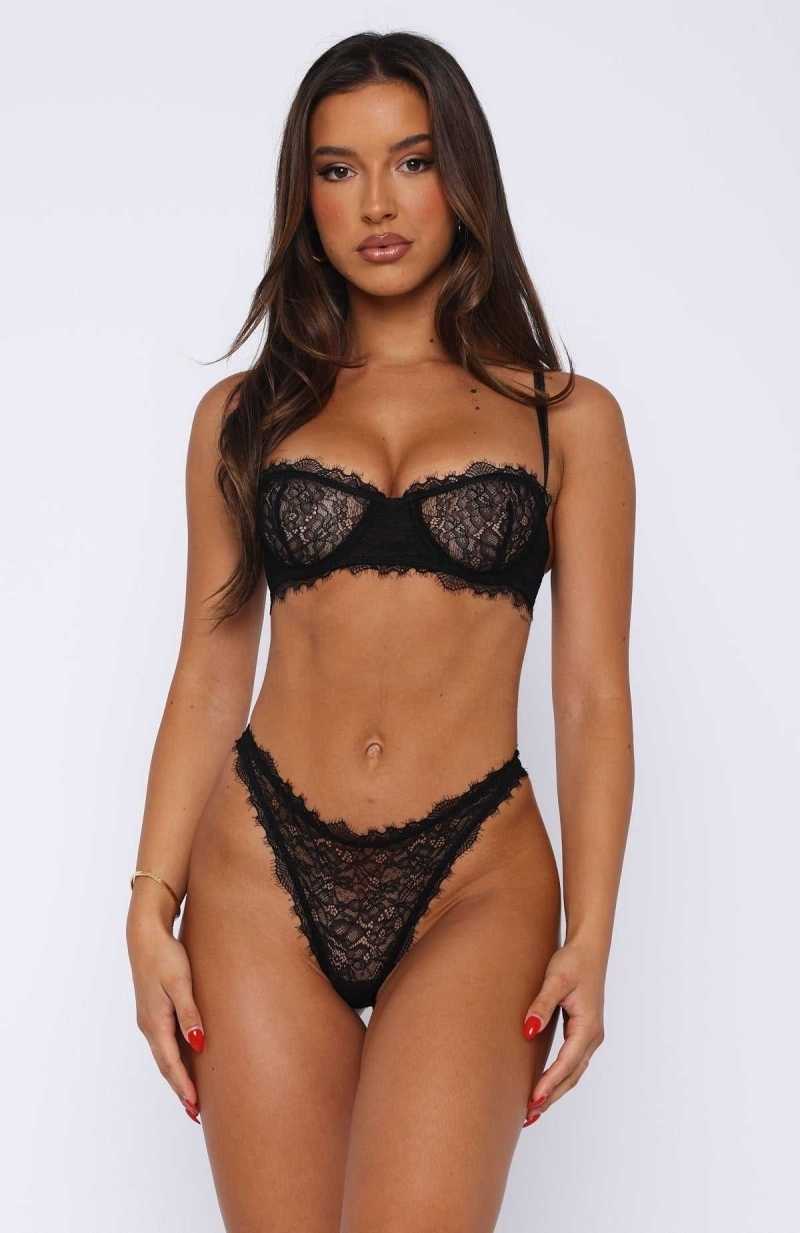 White Fox Catch Feelings Lingerie Set Black | WZHGFQ-196