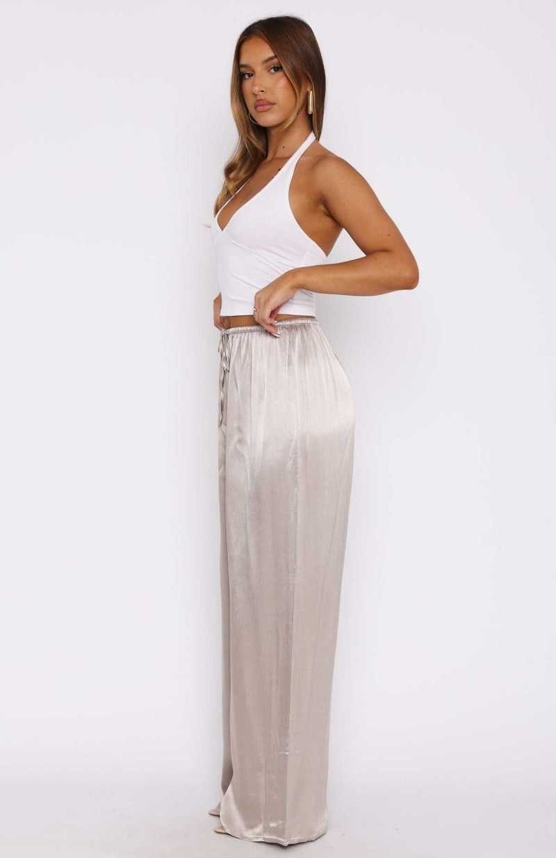 White Fox Catching Up Wide Leg Pants Bronze | URSOFX-350