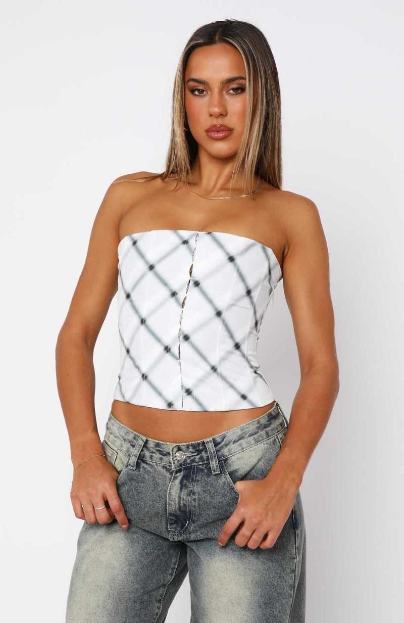 White Fox Certified Lover Bustier Shadow Check | QKEDBP-890