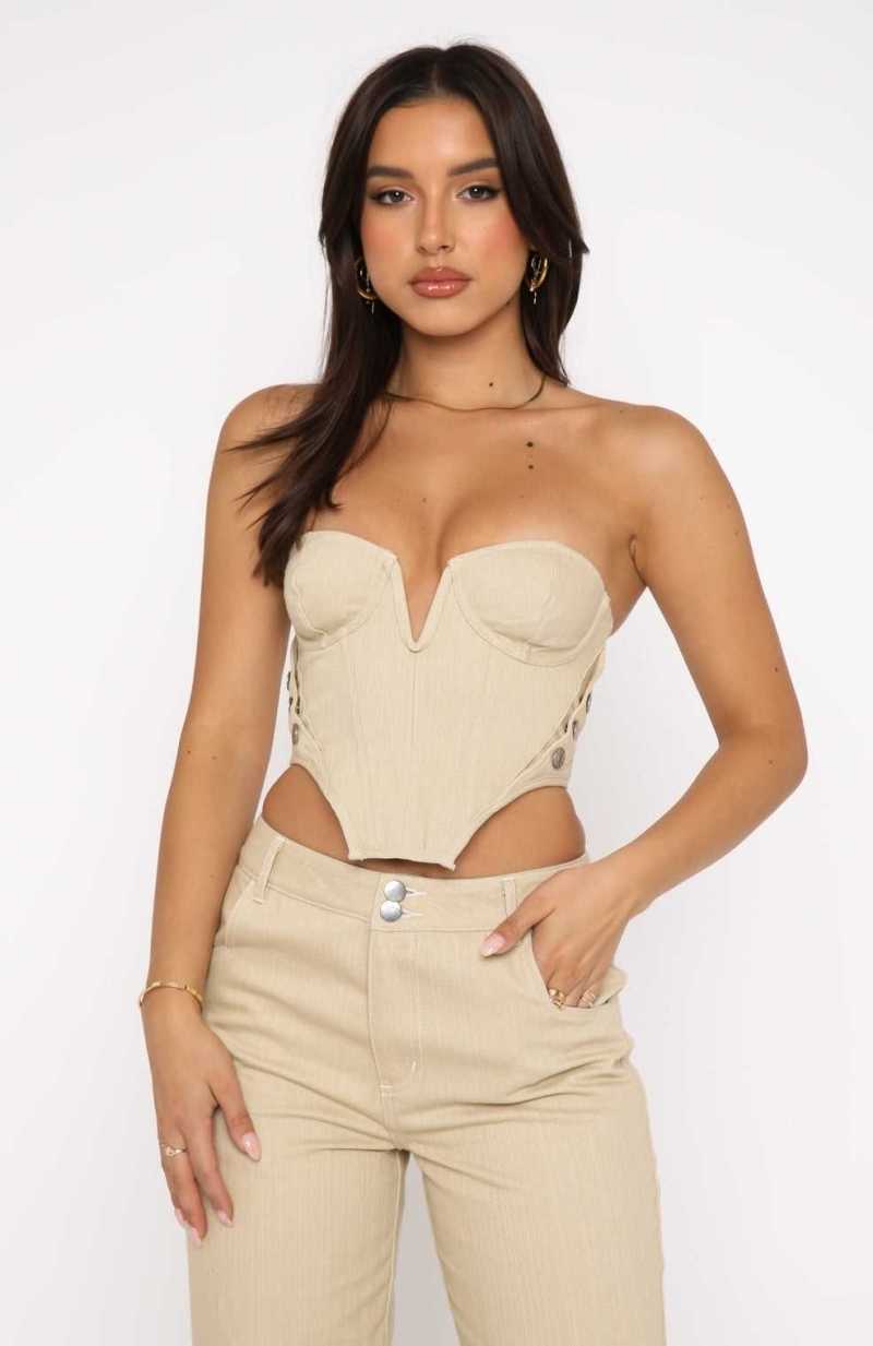 White Fox Change My Mind Bustier Oatmeal | FEUWTA-268