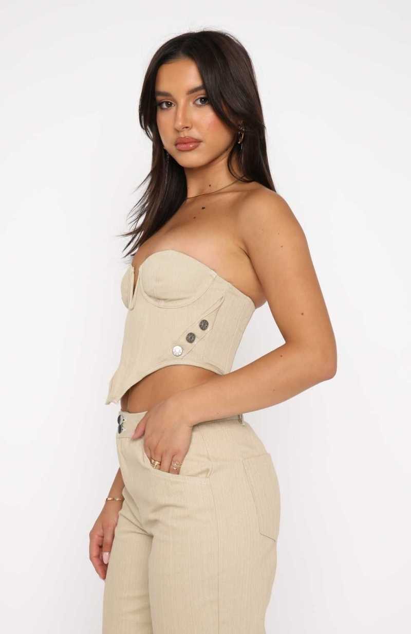 White Fox Change My Mind Bustier Oatmeal | FEUWTA-268