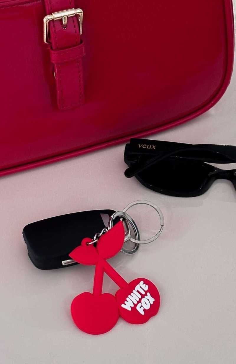 White Fox Cherry On Top Keychain Red | XDTEGK-607