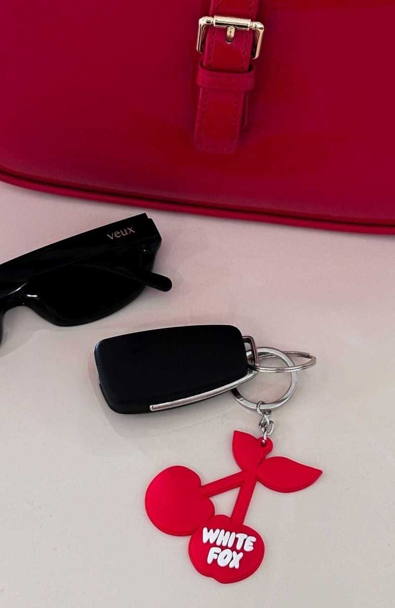 White Fox Cherry On Top Keychain Red | XDTEGK-607